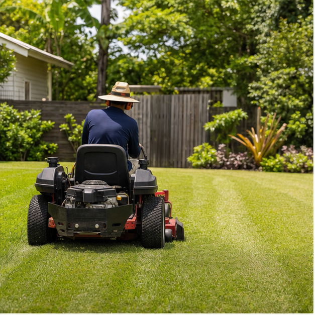 AI generated example of OMG lawn mowing for a Brisbane residential property