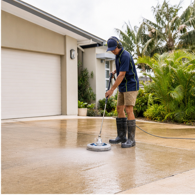 AI generated example of pressure cleaning a Brisbane driveway
